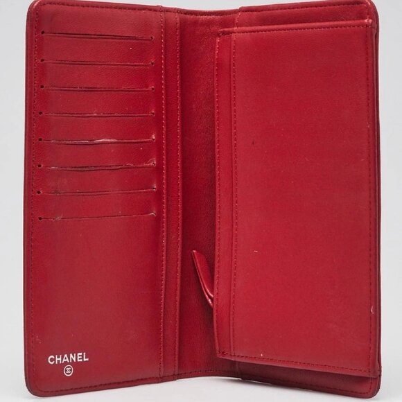 Chanel Red Camellia Embossed Lambskin Leather L Yen Wallet - Picture 7 of 9